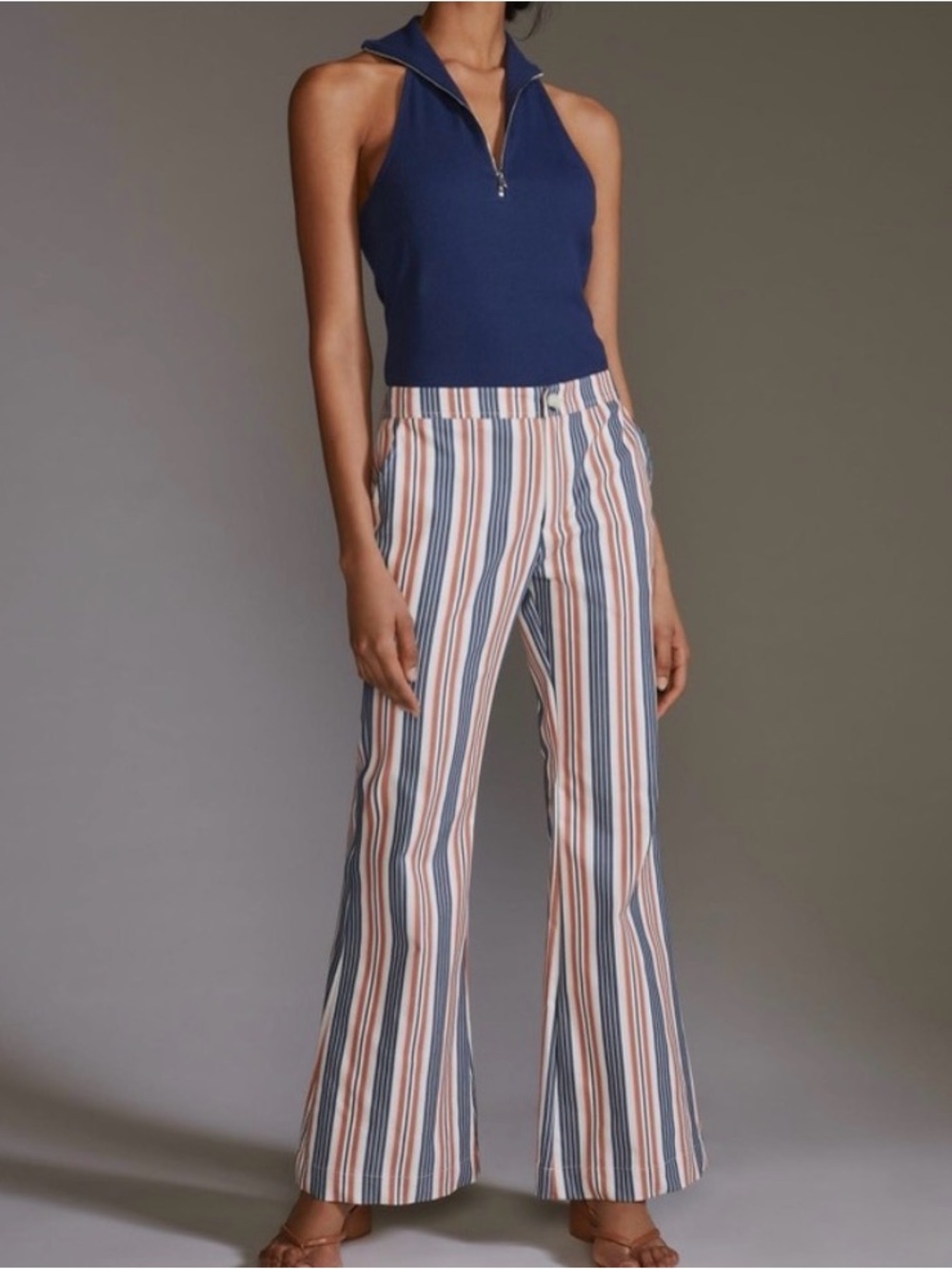 By Anthropologie mid-Rise Striped Flare Pants Womens Size 12